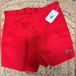Lacoste Vibrant Red Shorts with Button Detail